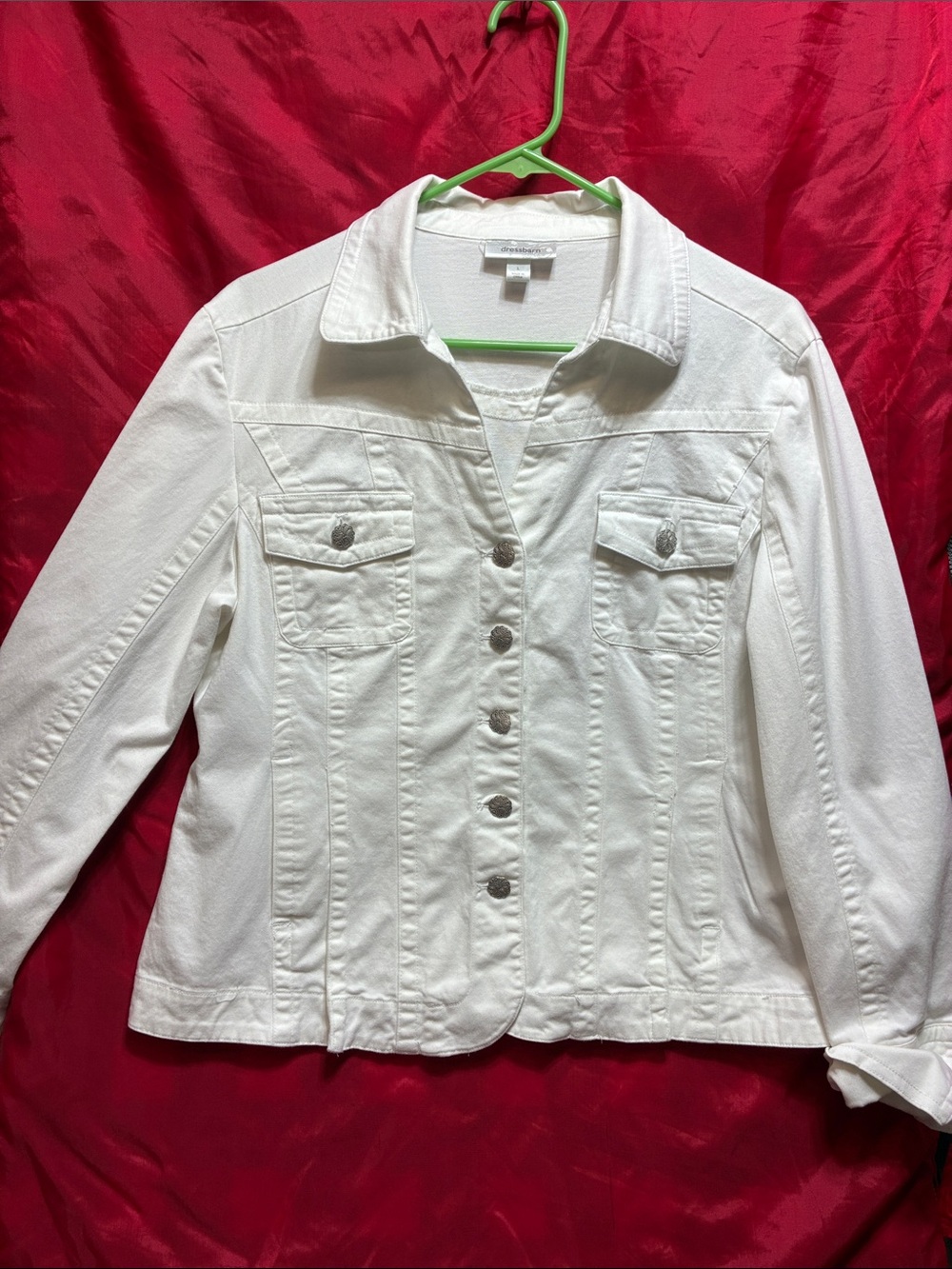 dressbarn White Button-Front Denim Jacket